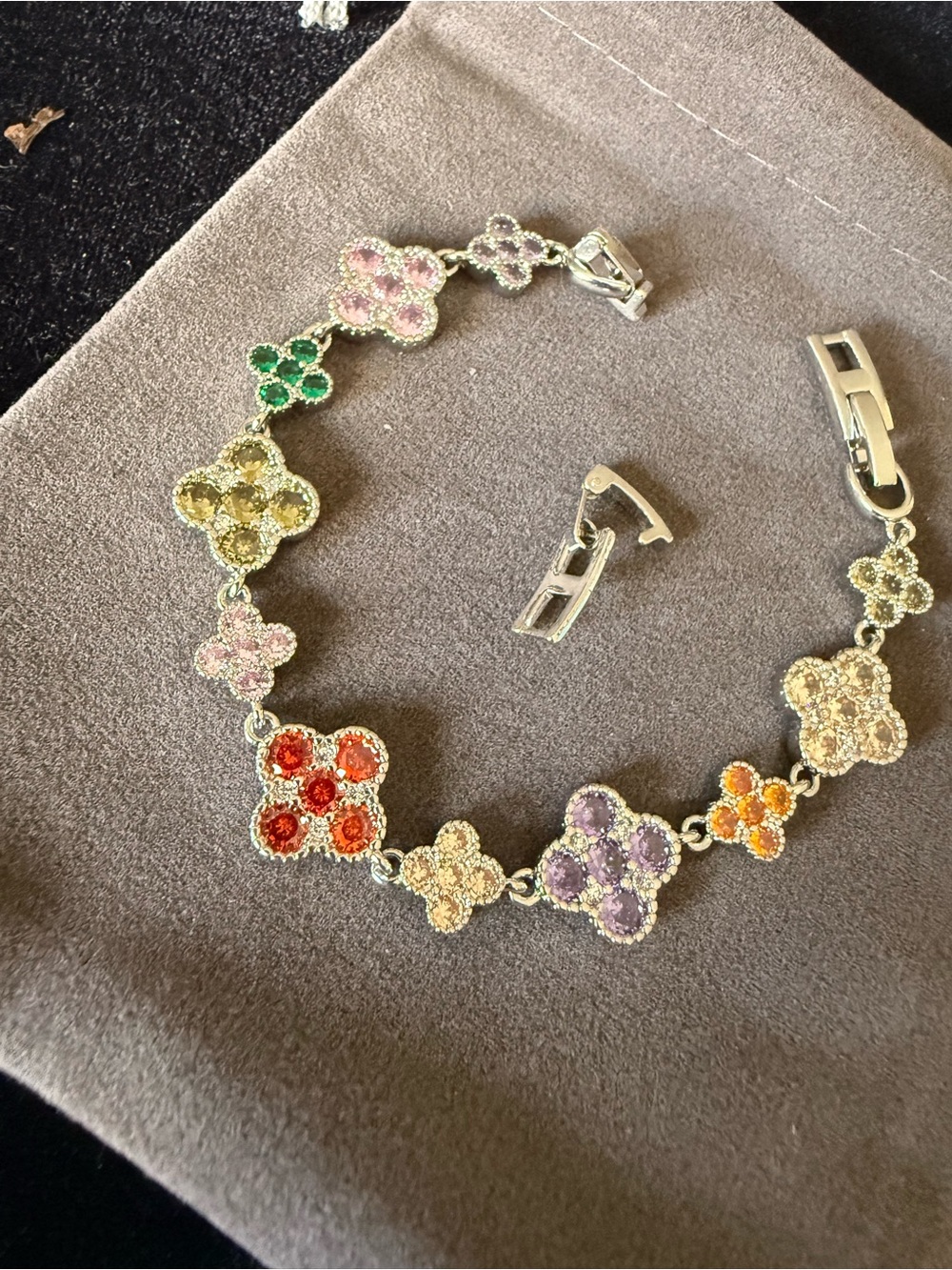 Multicolor Crystal Clover style Link Bracelet - Women Jewelry